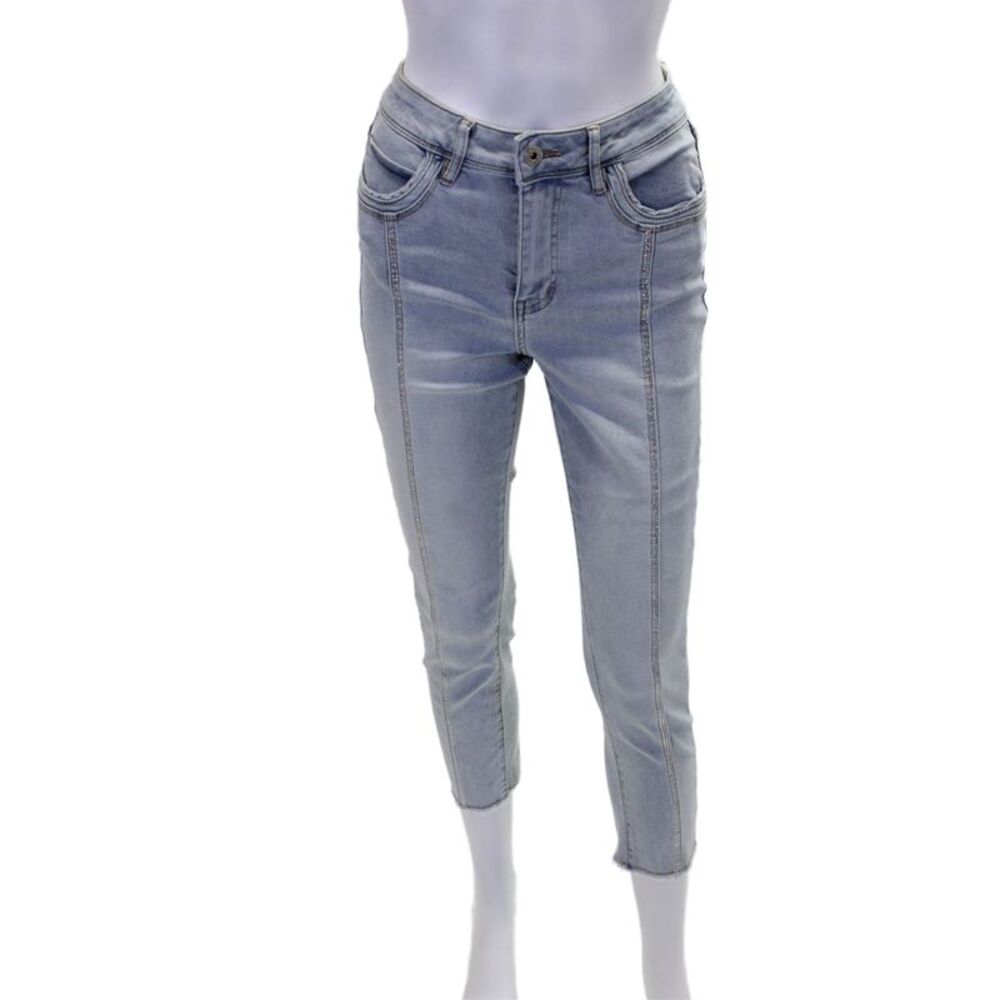 Coco Y Club Womens Cotton Crystal Detail Mid-Rise Skinny Jeans Blue Size 12